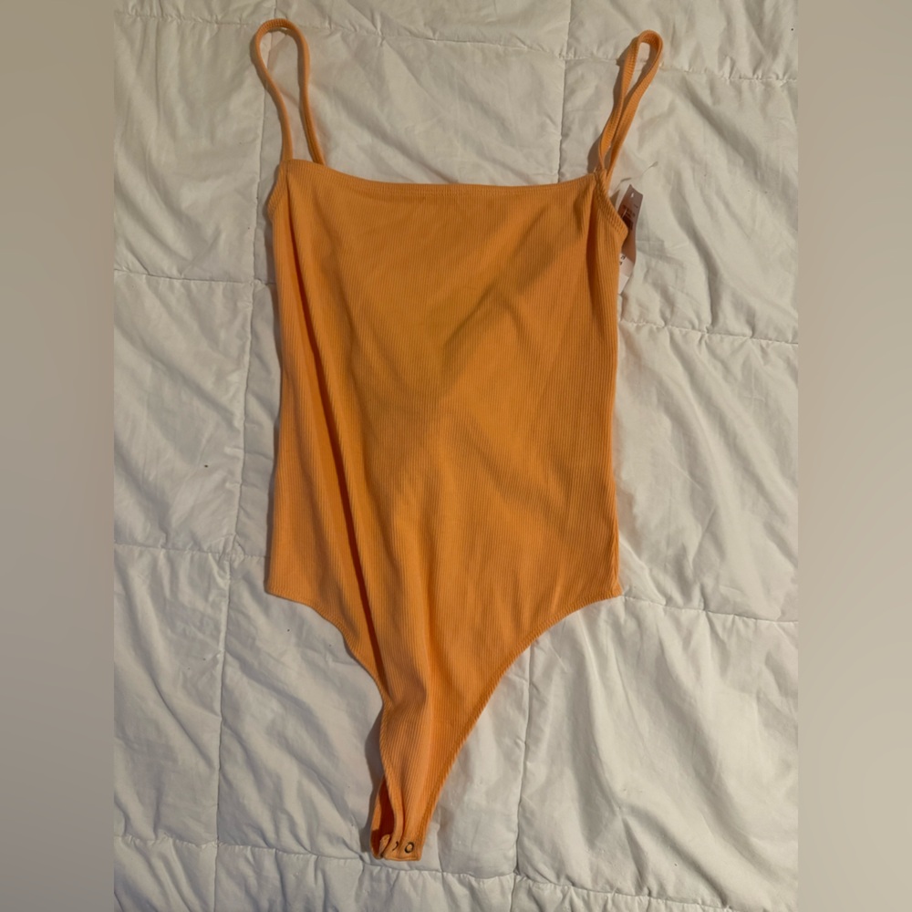 Orange Ribbed Bodysuit